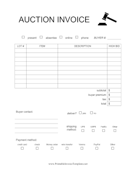 Auction Invoice template