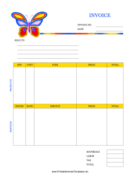 Butterfly Invoice template