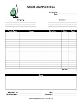 Carpet Cleaning Invoice template