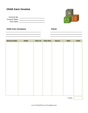 Child Care Invoice template