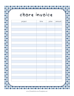 Chores Invoice template