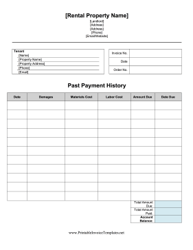 Damages Invoice template