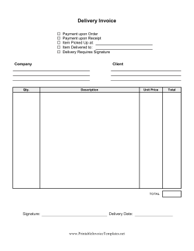 Delivery Invoice template