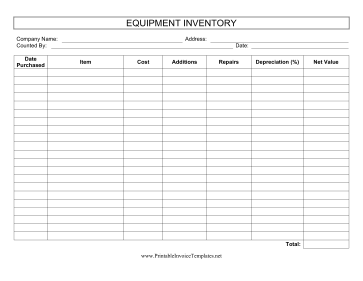 Equipment Inventory template