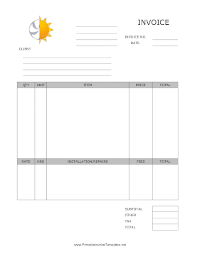 HVAC Invoice template