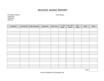 Invoice Aging Report template