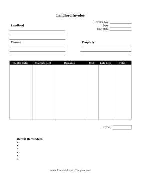 Landlord Invoice template