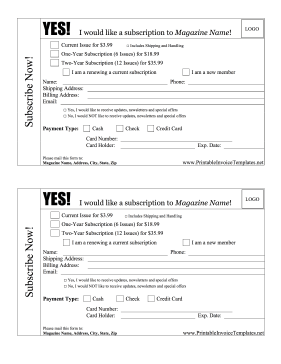 Magazine Subscription Order Form template