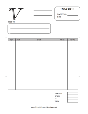 Monogram V Invoice template
