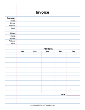 Notepaper Invoice Product template