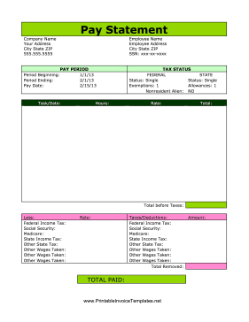 Pay Statement template