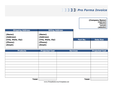 Pro Forma Invoice template