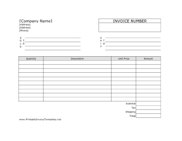 Company Invoice template