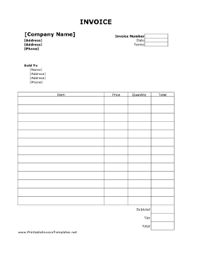 Customer Invoice template