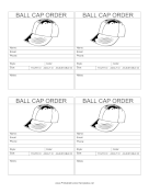 Baseball Cap Order Form template