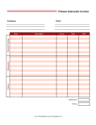 Fitness Instructor Invoice