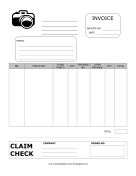 Photography Invoice With Claim Check