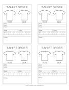T Shirt Order Form