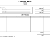 Business Invoice (Unlined)