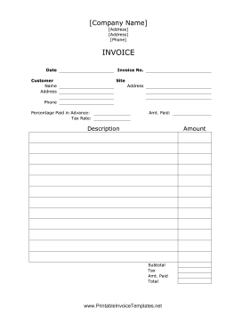 Advance Payment Invoice template