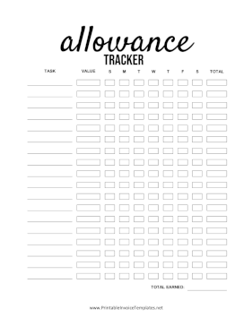 Allowance Tracker And Invoice template