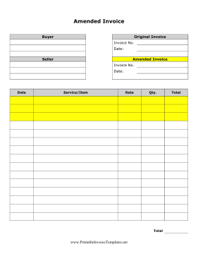 Amended Invoice template