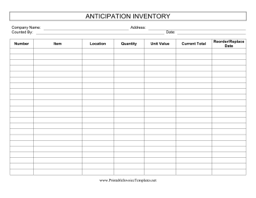 Anticipation Inventory template