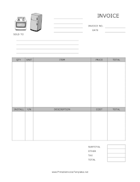 Appliance Invoice template