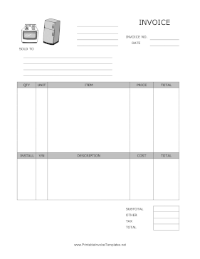 Appliance Invoice Template