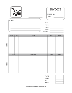 Auto Repair Invoice template