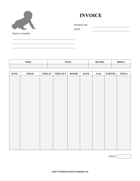 Babysitting Invoice template