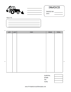 Backhoe Invoice template
