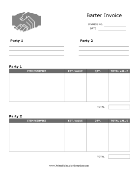 Barter Invoice template