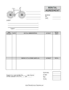 Bicycle Rental Agreement template