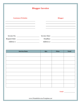 Blogger Invoice template
