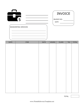 Bookkeeper Invoice template