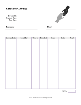 Caretaker Invoice template
