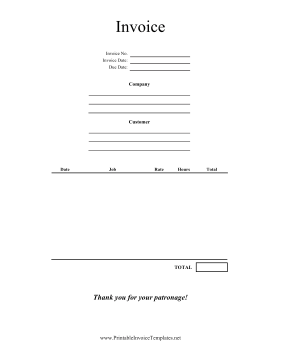 Centered Service Invoice template