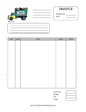 Trash Removal Invoice template