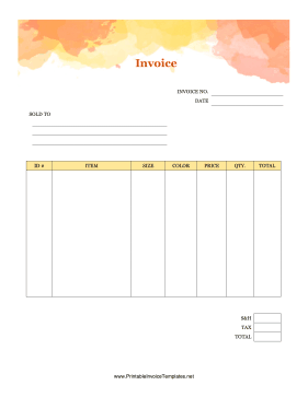 Clothing Sales Invoice template