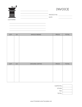 Coffee Invoice template