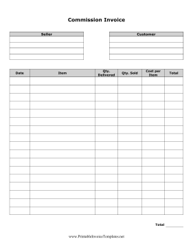 Commission Invoice template