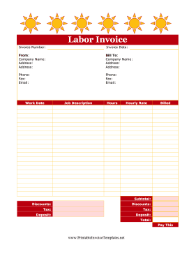 Cute Labor Invoice template