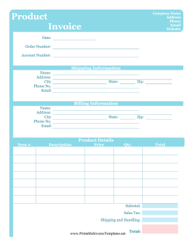Cute Product Invoice template