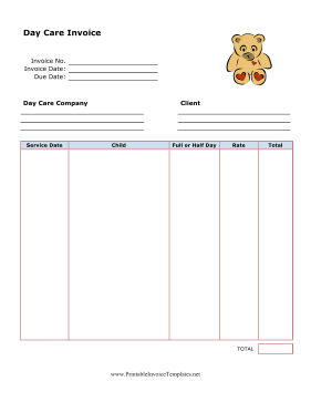 Day Care Invoice template