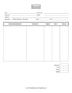 Direct Sales Invoice template