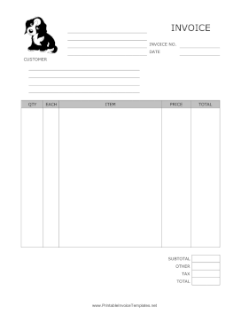 Dog Invoice template