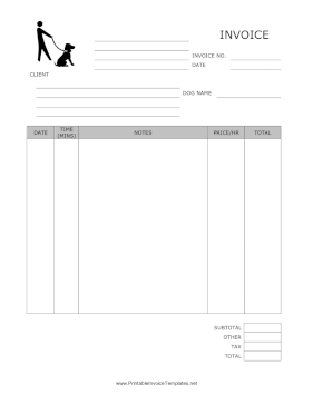 Dog Walking Invoice template