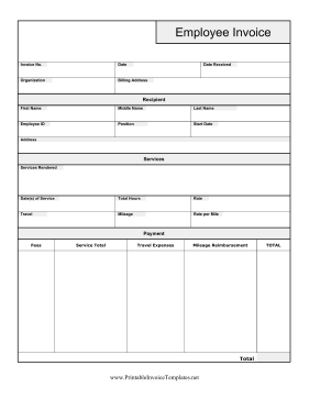 Employee Invoice template