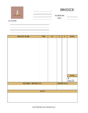 Essential Oils Home Sales Invoice template
